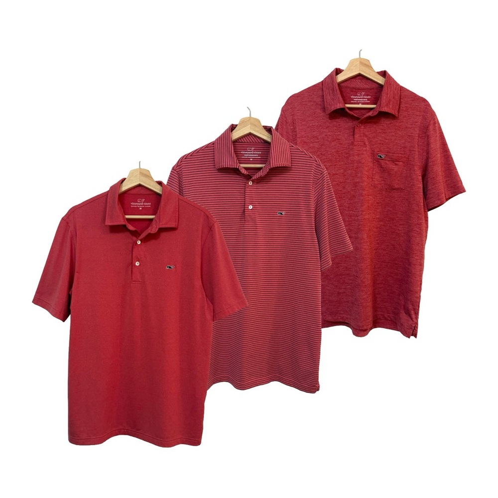 Lot of 3 Vineyard Vines Performance Golf Polo Shirts – Medium